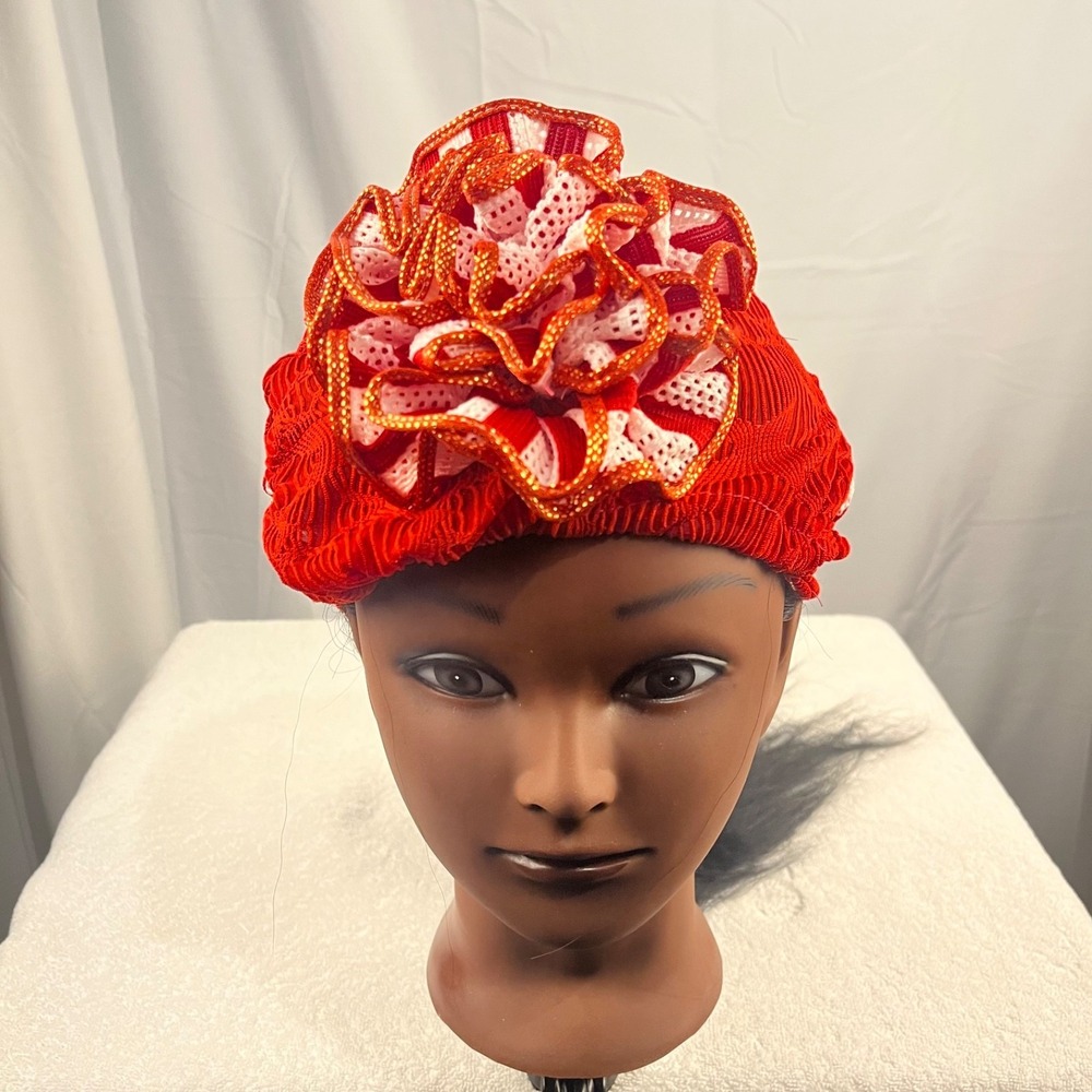 Women's Red Floral Knit‎ Beanie Lightweight Loose All-Season Hat One Size